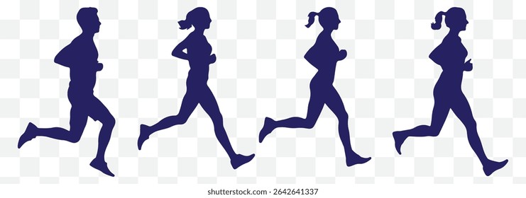 silhouettes of men and women running eps 10