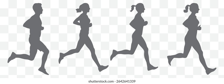 silhouettes of men and women running eps 10