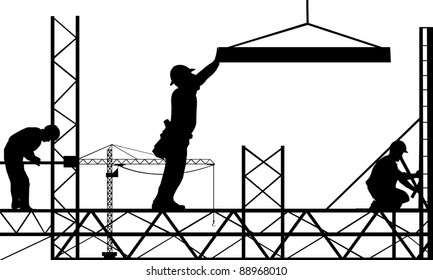 silhouettes of men working