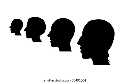Silhouettes men's head. vector illustration. black head