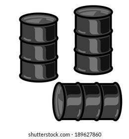 Silhouettes  metal barrels  for oil on white background. Vector illustration.