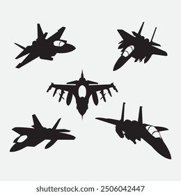 Silhouettes of military aircraft collection