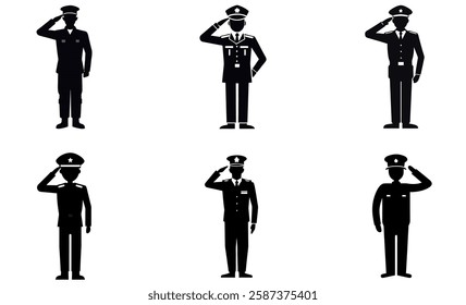 Silhouettes of Military Personnel Saluting design