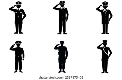 Silhouettes of Military Personnel Saluting design