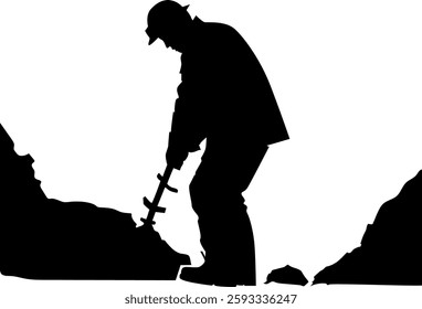 Silhouettes of Miners at Work