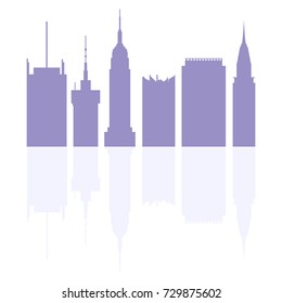 Silhouettes of modern buildings in the USA. Tall buildings and skyscrapers.