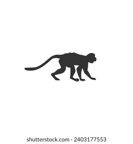 Silhouettes monkey icon on white background, vector illustration.