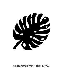 Silhouettes of monstera leaves isolated on white background. vector EPS10.