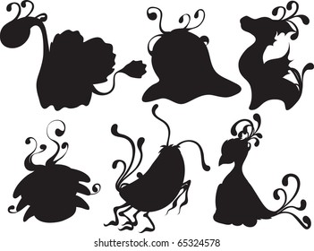 silhouettes of monsters