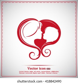 Silhouettes of mother and the child.