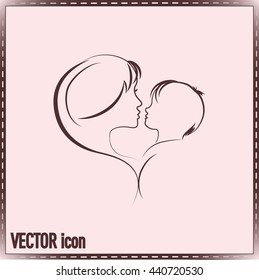 Silhouettes of mother and the child.