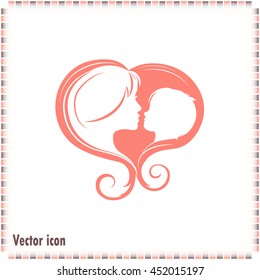 Silhouettes of mother and the child.