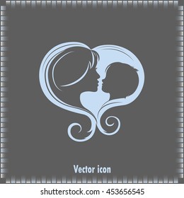 Silhouettes of mother and the child.