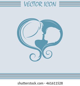 Silhouettes of mother and the child.