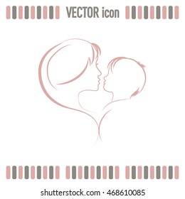 Silhouettes of mother and the child.