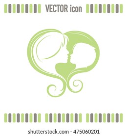Silhouettes of mother and the child.