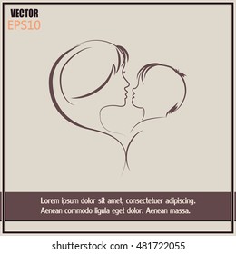 Silhouettes of mother and the child.