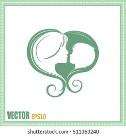 Silhouettes of mother and the child.