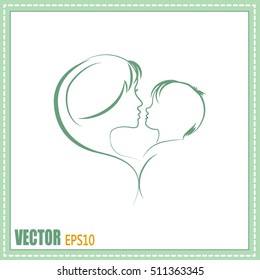Silhouettes of mother and the child.