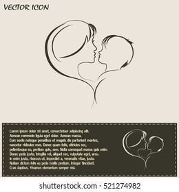 Silhouettes of mother and the child.