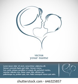 Silhouettes of mother and the child.