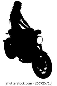 Silhuetas de motos e mulheres bonitas sobre fundo branco