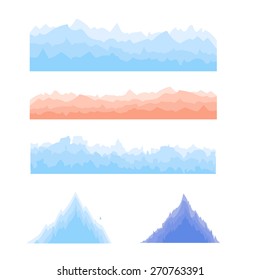 Silhouettes of Mountains Isolated on White Background