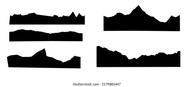 Silhouettes of mountains on a white background. Vector set of design elements for flyer banner website poster.