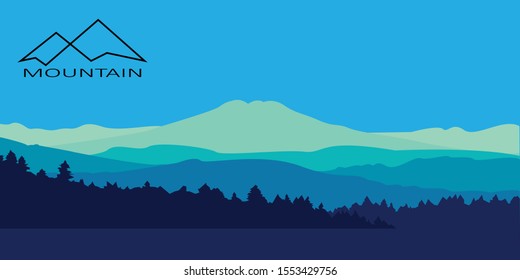 Silhouettes of the mountains,Wallpaper in the natural concept.mountains  landscape logo.You can use this logo for any business, especially for travel companies.