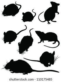  silhouettes of mouses,vector