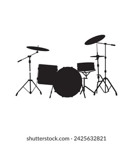 silhouettes music. musicians. drum kit. isolated white background