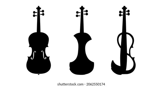 Silhouettes of musical instruments. Vector Illustration of Silhouettes of a violin, an electronic violin.
