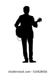 Silhouettes of musicians with guitar. Vector illustration