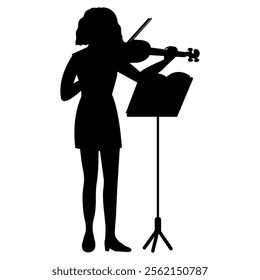 Silhouettes of Musicians Playing Various Musical Instruments