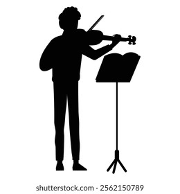 Silhouettes of Musicians Playing Various Musical Instruments