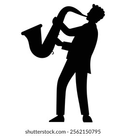 Silhouettes of Musicians Playing Various Musical Instruments