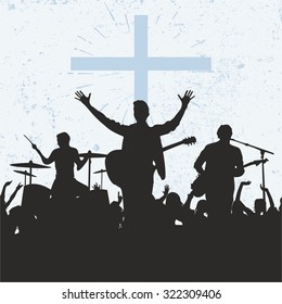 Silhouettes of musicians. Worship