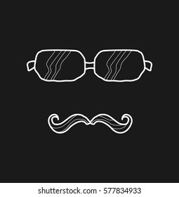 silhouettes mustache doodle