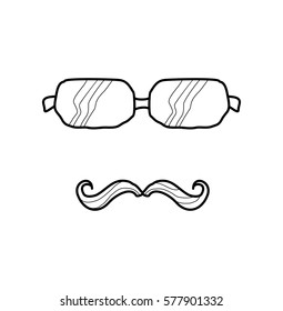 silhouettes mustache doodle