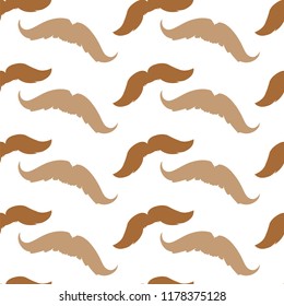 Silhouettes of mustaches seamless vector pattern on white background.