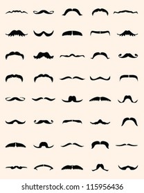 Silhouettes of mustaches set 3-vector
