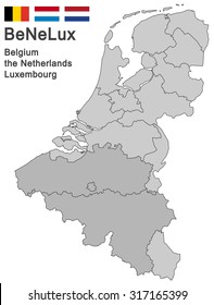 silhouettes of the Netherlands, Luxembourg and Belgium