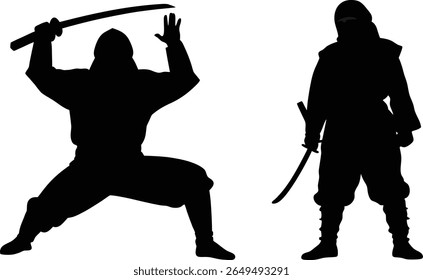 Siluetas de Ilustración vectorial Ninja 