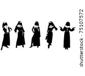 Silhouettes of nuns.Vector