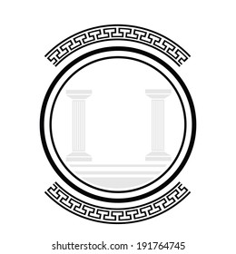 silhouettes of old columns on a white background