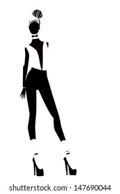 Silhouettes of one girls