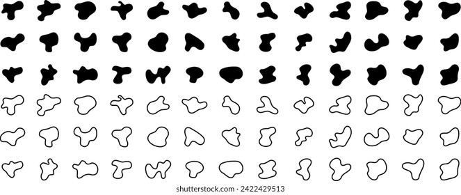 siluetas Bombillas orgánicas forma irregular Resumen de formas fluidas colección en color de relleno y contorno