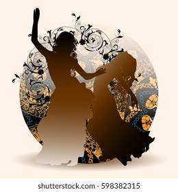 Silhouettes of oriental dance