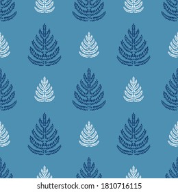 Silhouettes, outline of winter trees on a blue background. Stylized vector image, elements, pattern. For background, scrapbooking, Wallpaper, printing, textiles.
