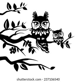 Silhouettes Owls Stock Vector (Royalty Free) 237106540 | Shutterstock